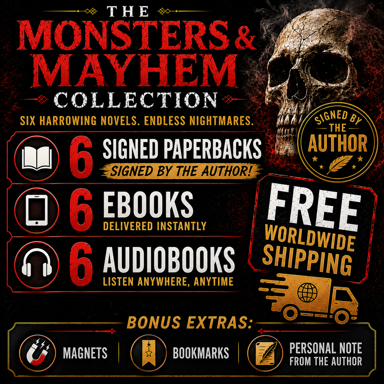 💀 6 HORROR NOVELS + 6 AUDIOBOOKS. ONE KILLER DEAL.